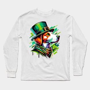 Harrier Dog Embraces Saint Patrick's Day Festivities Long Sleeve T-Shirt